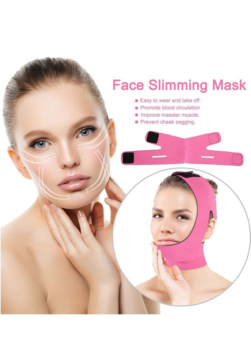 SYOSI Face Slimming Cheek Mask, V Face Line Belt Breathable Chin Lift Up Anti Wrinkle Sleep Mask Strap(Rose Red)  - Image 2