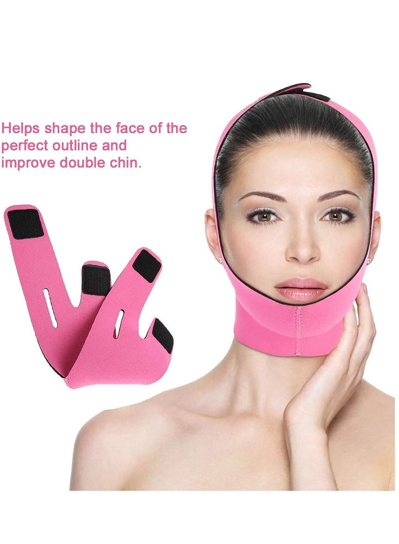 SYOSI Face Slimming Cheek Mask, V Face Line Belt Breathable Chin Lift Up Anti Wrinkle Sleep Mask Strap(Rose Red)  - Image 4