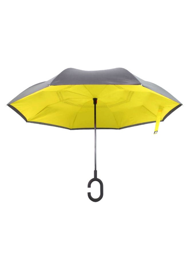 NIBEMINENT - Folding C-Shaped Handle Reversible Umbrella Black - Image 1