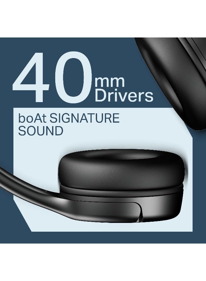 boAt Rockerz 411 Bluetooth Headphones with 40mm Drivers, 40hrs Playback, Signature Sound, BEAST Mode with 40ms Latency, ENx Tech, BT v5.4, Voice Assistant, Adaptive Fit & Easy Access Controls Active Black - Image 4