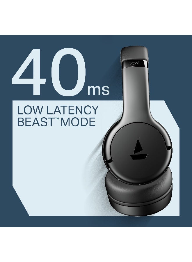 boAt Rockerz 411 Bluetooth Headphones with 40mm Drivers, 40hrs Playback, Signature Sound, BEAST Mode with 40ms Latency, ENx Tech, BT v5.4, Voice Assistant, Adaptive Fit & Easy Access Controls Active Black - Image 3