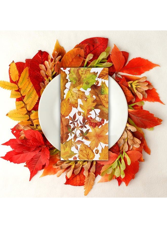 Quera ​ 100 Pcs Thanksgiving Guest Napkins Disposable Paper Napkins Autumn Leaves Decorative Table Napkin Fall Harvest Decorated Guest Towels Dinner Home Kitchen Bathroom Room Holiday Party Napkins - Image 5