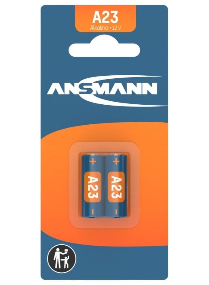 ANSMANN بطارية A23 12V القلوية 23A بديلة لمفتاح السيارة جهاز التحكم عن بعد باب المرآب جرس الباب BP monitors إنذار طبي مؤشرات 2 قطعة - Image 1