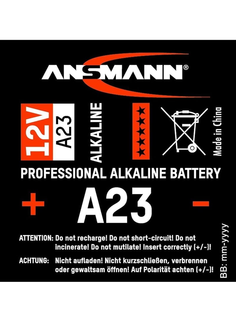 ANSMANN بطارية A23 12V القلوية 23A بديلة لمفتاح السيارة جهاز التحكم عن بعد باب المرآب جرس الباب BP monitors إنذار طبي مؤشرات 2 قطعة - Image 2