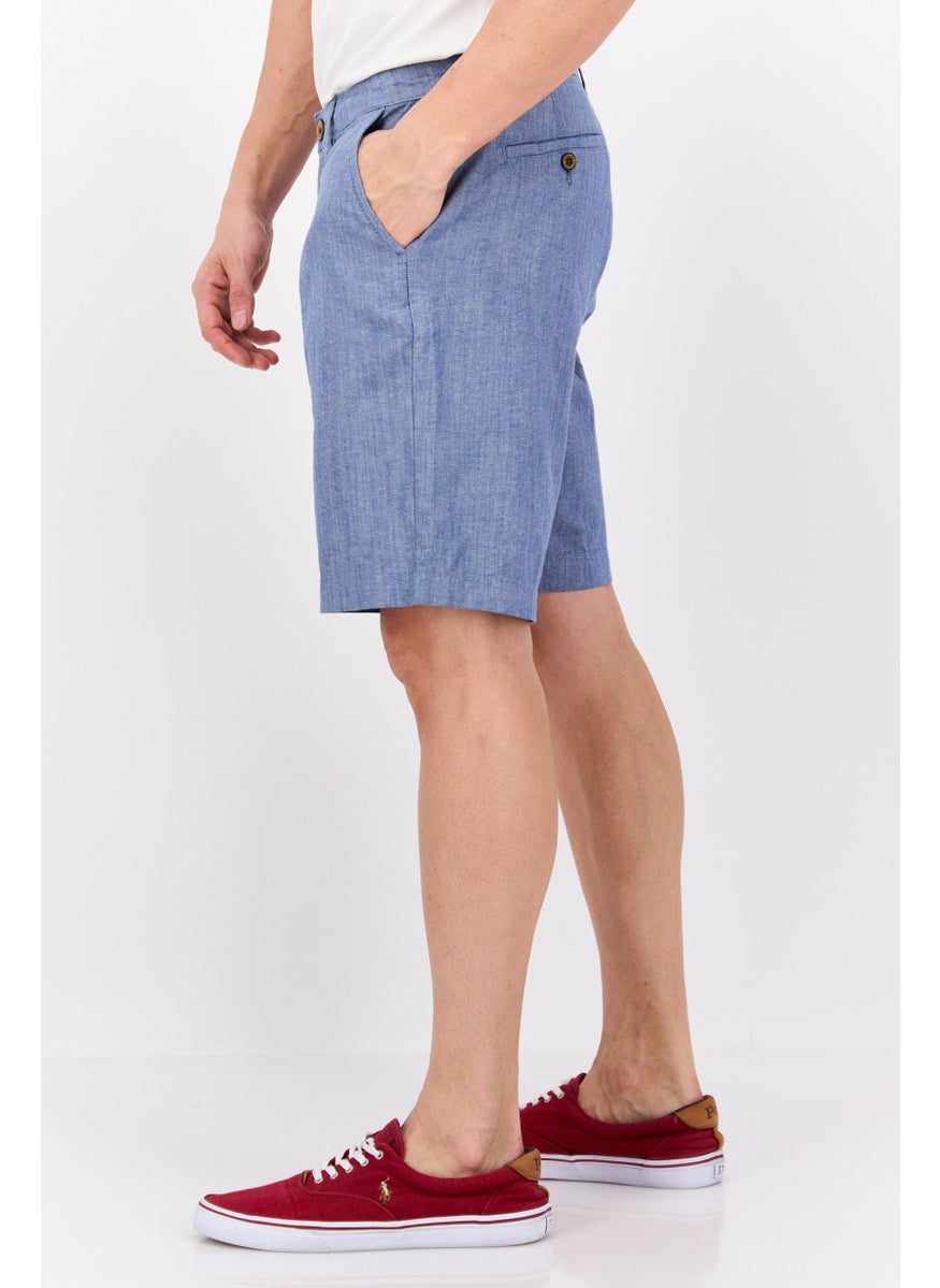 Jachs New York - Men Textured Chino Shorts, Blue - Image 1