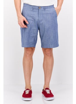 Men Textured Chino Shorts, Blue