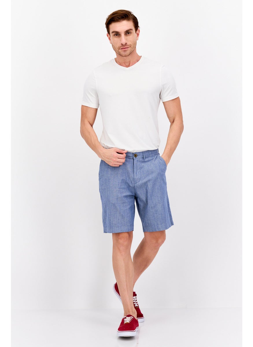 Jachs New York - Men Textured Chino Shorts, Blue - Image 1