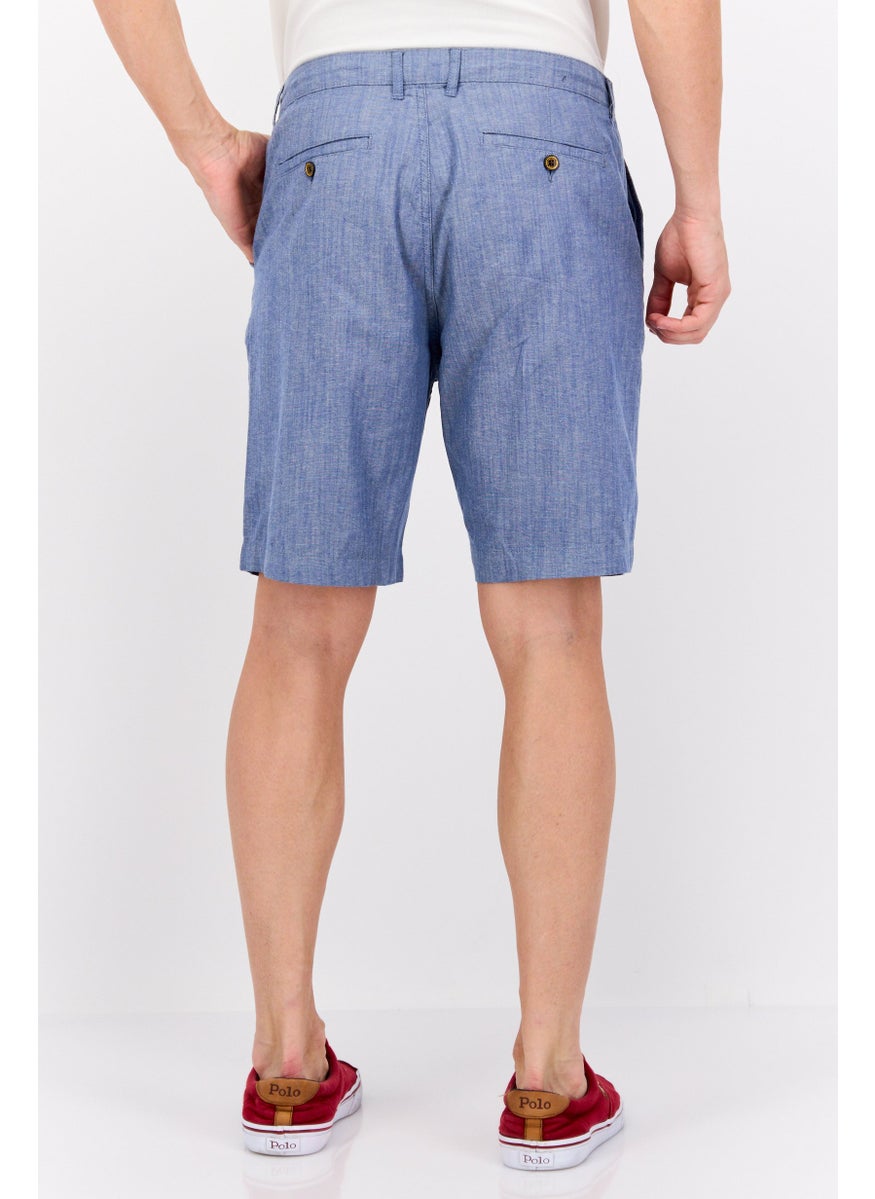 Jachs New York - Men Textured Chino Shorts, Blue - Image 1