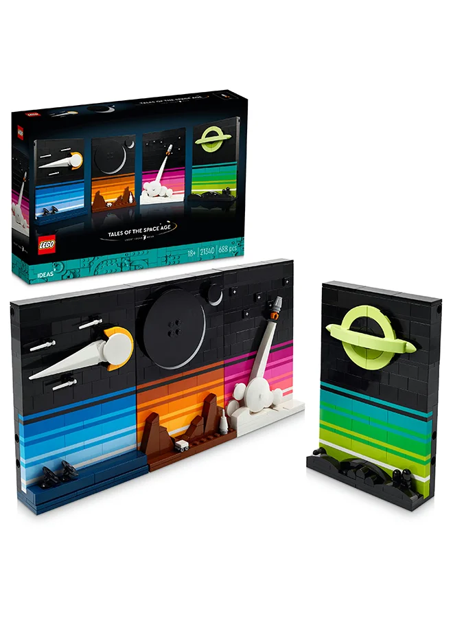 ليغو Ideas Tales Of The Space Age 21340 Building Set For Adults; 4 Connectable 3D Postcard Models; Gift Idea For Sci-Fi And Astronomy Lovers To Build And Hang On A Wall Or Display Freestanding (688 Pieces)
