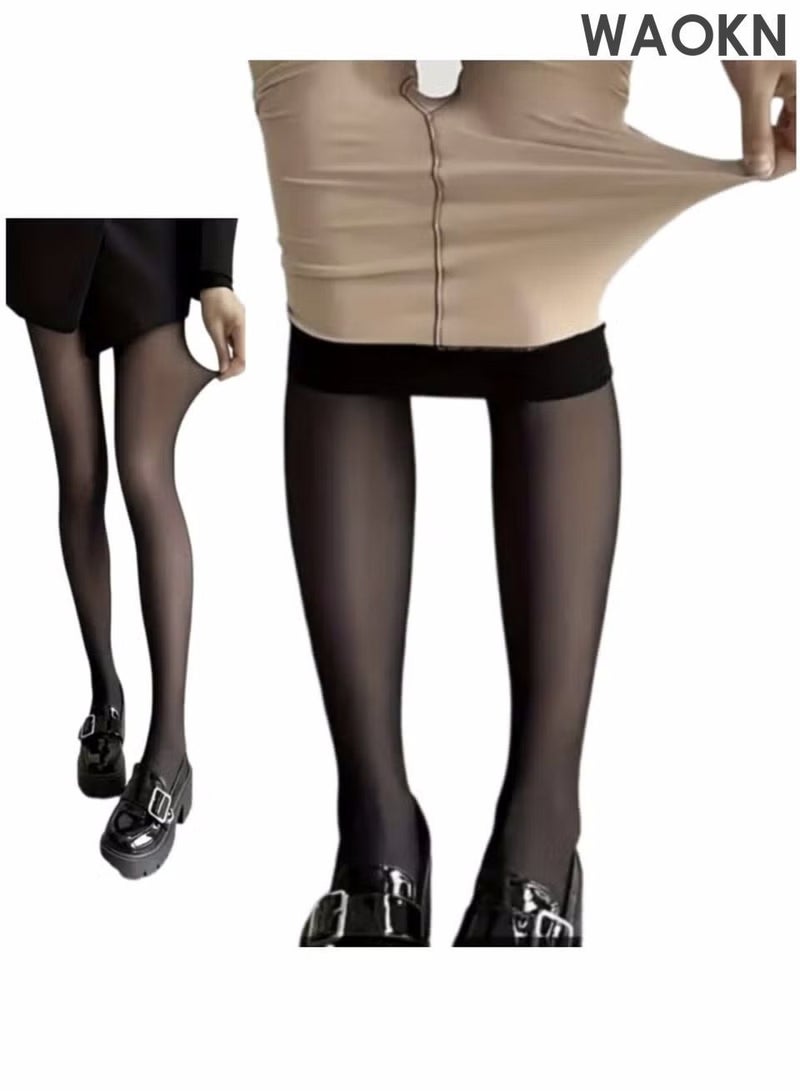 WAOKN High Waist Ripstop Fake Sheer Pantyhose High Quality Silk Stockings, Womens Footed Pantyhose Hosiery Tights, Pantyhose Opaque High Waisted Leggings,Stockings for Dates/ Weddings/ Daily Waer - Image 2