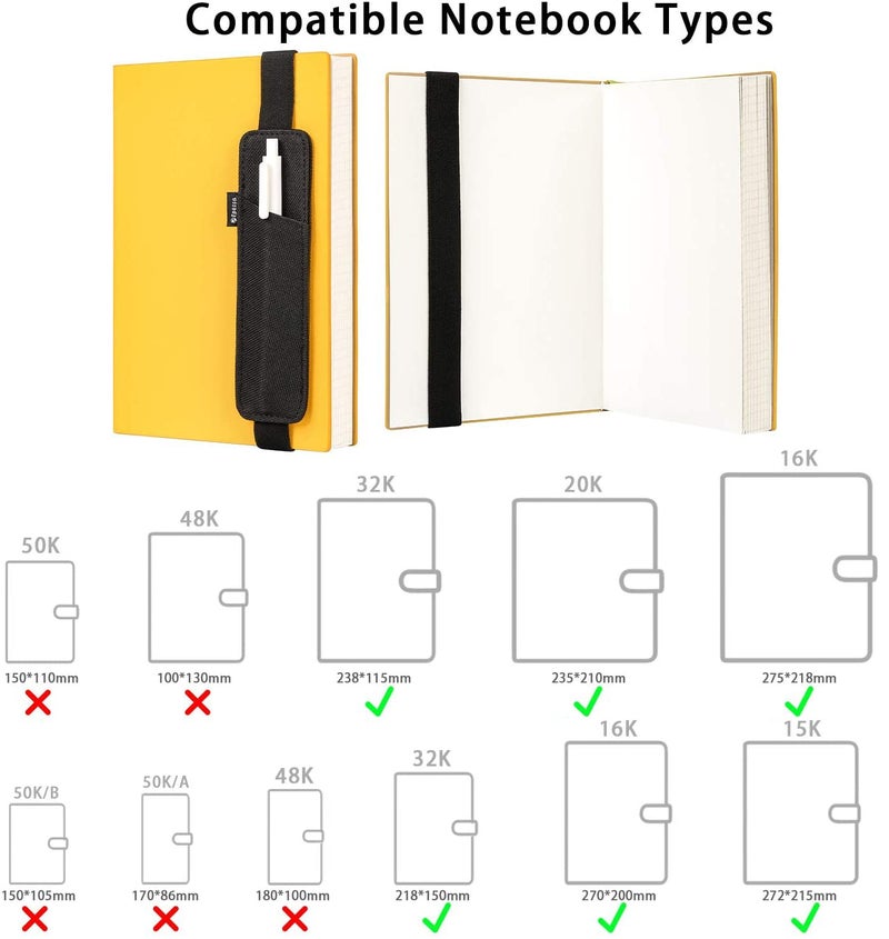 Epessa Portable Pen Holder,Pencil Holder,Pen Sleeve Case Pouch for Journals, Notebooks,Books,Rigid Tablet Covers,Hold 2 or 3 Pens,Adjustable Elastic Band,Detachable - Image 4