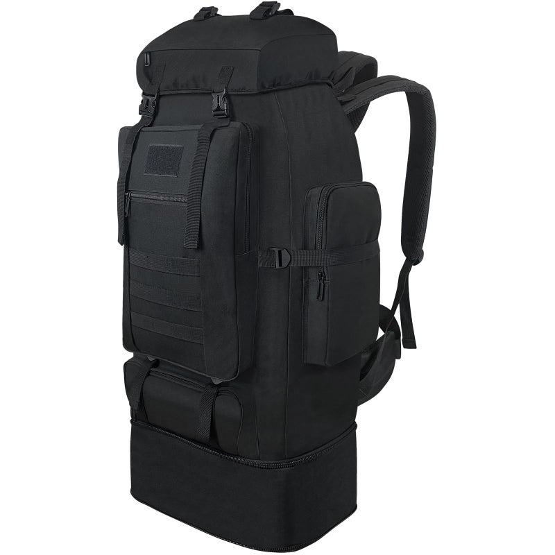 Vaupan Hiking Backpack, 100L Large Camping Backpack, Expandable Waterproof MOLLE Rucksack, Outdoor Sport Travel Daypack Military Tactical Back pack for Men Women (Black) - Image 1
