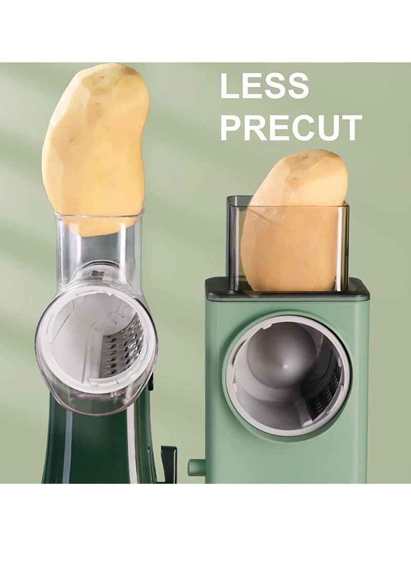 Raxoom Rotary Vegetable Cutter + Cheese Grater - Vegetable Shredder Round Mandoline Slicer, Grater, Salad Maker - Large Feed Port - Suction Base - Vegetable, Fruit, Cookie, OREO, Nuts (Green) - Image 3