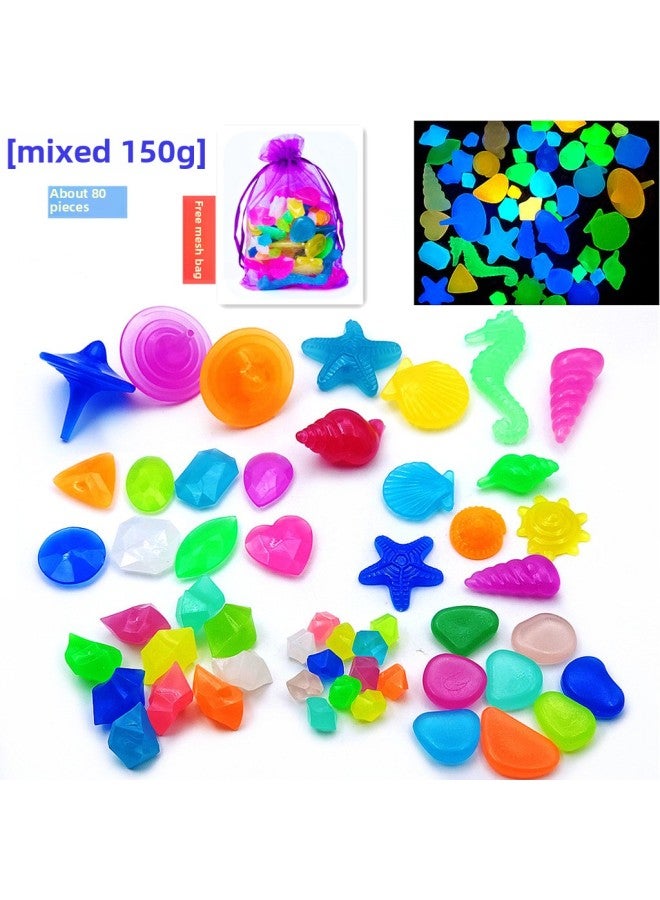 Super Bright Children's Colorful Stone Toy Luminous Stone Luminous Stone Marine Animal Luminous Beads Luminous-Color:Mesh Bag + Mixed Luminous Stone 150g