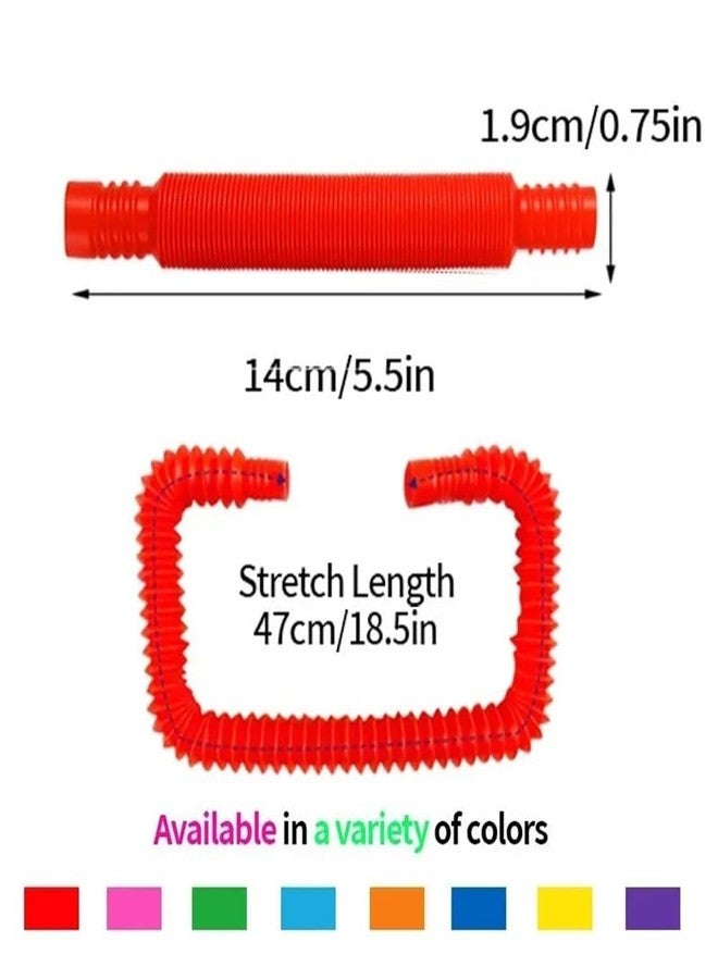 VIRELLO Pop Tubes Fidget Toy, Sensory Tubes, Poppin Pipes for Kids, Stress Relief Stretch Bend Build and Connect Toy, Fidget Toys for Sensory Learning (Pack of 6) - Image 2