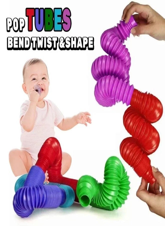 VIRELLO Pop Tubes Fidget Toy, Sensory Tubes, Poppin Pipes for Kids, Stress Relief Stretch Bend Build and Connect Toy, Fidget Toys for Sensory Learning (Pack of 6) - Image 4