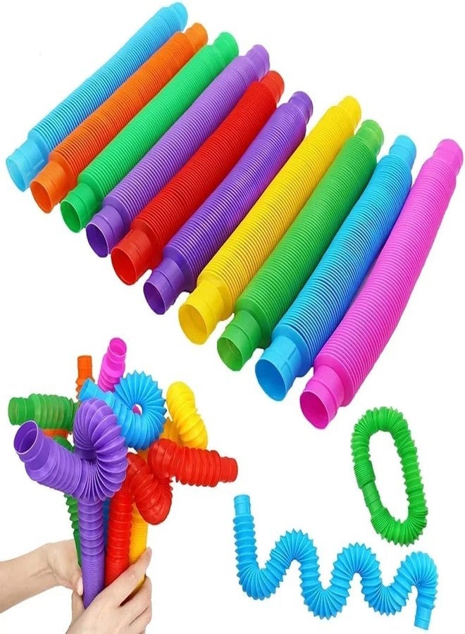 VIRELLO Pop Tubes Fidget Toy, Sensory Tubes, Poppin Pipes for Kids, Stress Relief Stretch Bend Build and Connect Toy, Fidget Toys for Sensory Learning (Pack of 6) - Image 1