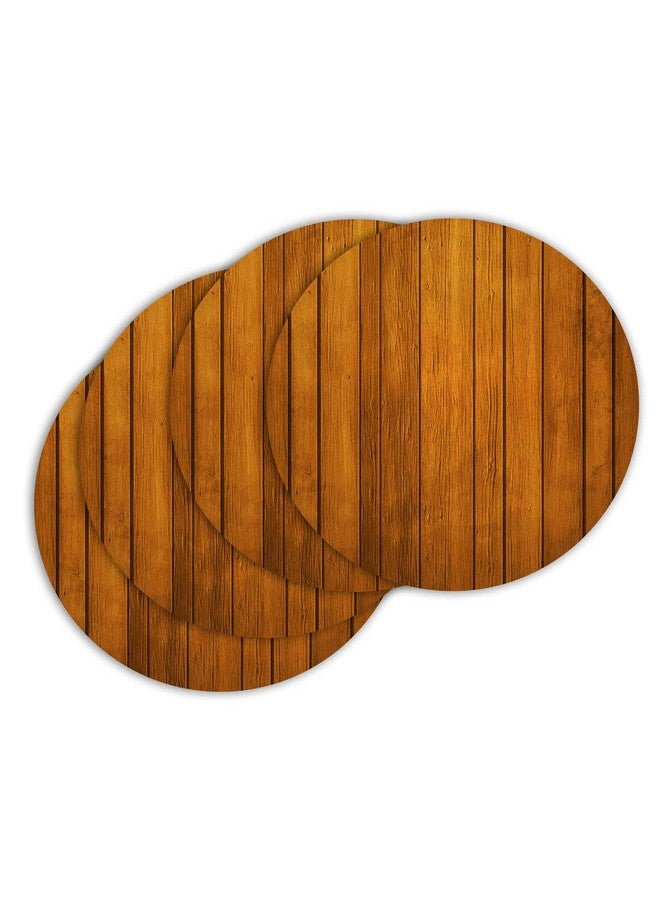 ASHVAH Wood Texture Print/Typography Tea/Coffee Mug/Designer Handmade Wooden Coaster Set for Home Kitchen, Office Desk - Set of 4 - Round: 10cm - Image 2
