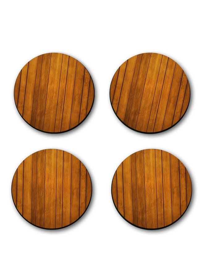 ASHVAH Wood Texture Print/Typography Tea/Coffee Mug/Designer Handmade Wooden Coaster Set for Home Kitchen, Office Desk - Set of 4 - Round: 10cm - Image 4