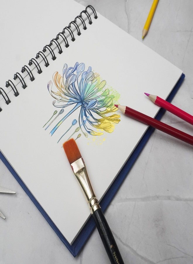 Notehouse A5 Portrait Spiral Sketchbook (14x21 cm) | 96 Unruled White Thick Pages | Professional Drawing Notebook | Blue Hard Cover Art Book for Artists & Students - Image 2