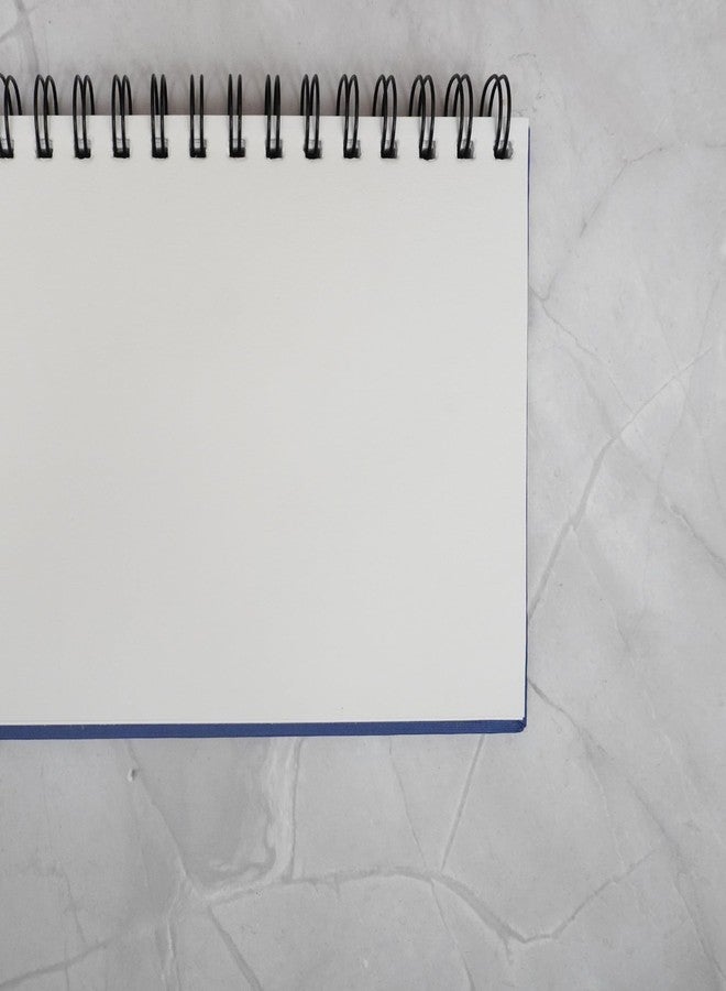 Notehouse A5 Portrait Spiral Sketchbook (14x21 cm) | 96 Unruled White Thick Pages | Professional Drawing Notebook | Blue Hard Cover Art Book for Artists & Students - Image 3