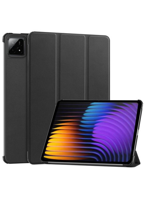 Case for Xiaomi Pad 7/Pad 7 Pro 11.2 Inch Released 2024 Multi-Viewing Angles All New PU Leather Smart Cover with Auto Sleep Wake Feature Slim Flip Shell Case (Black)