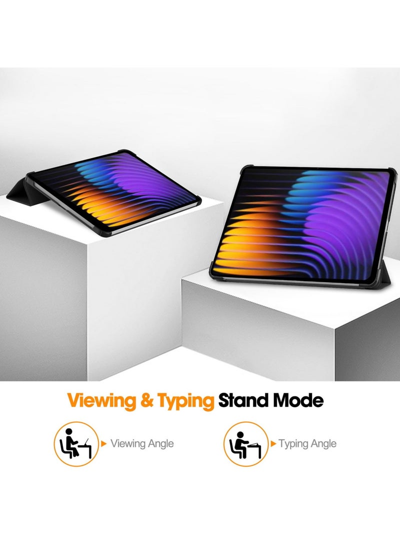 Case for Xiaomi Pad 7/Pad 7 Pro 11.2 Inch Released 2024 Multi-Viewing Angles All New PU Leather Smart Cover with Auto Sleep Wake Feature Slim Flip Shell Case (Black) - Image 3