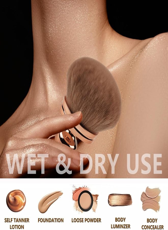 فرشاة كابوكي عريضة الرأس 74 مم لمزج البرونزر، أداة وضع التسمير الذاتي، فرشاة بيضاوية للوجه والساقين - Image 5