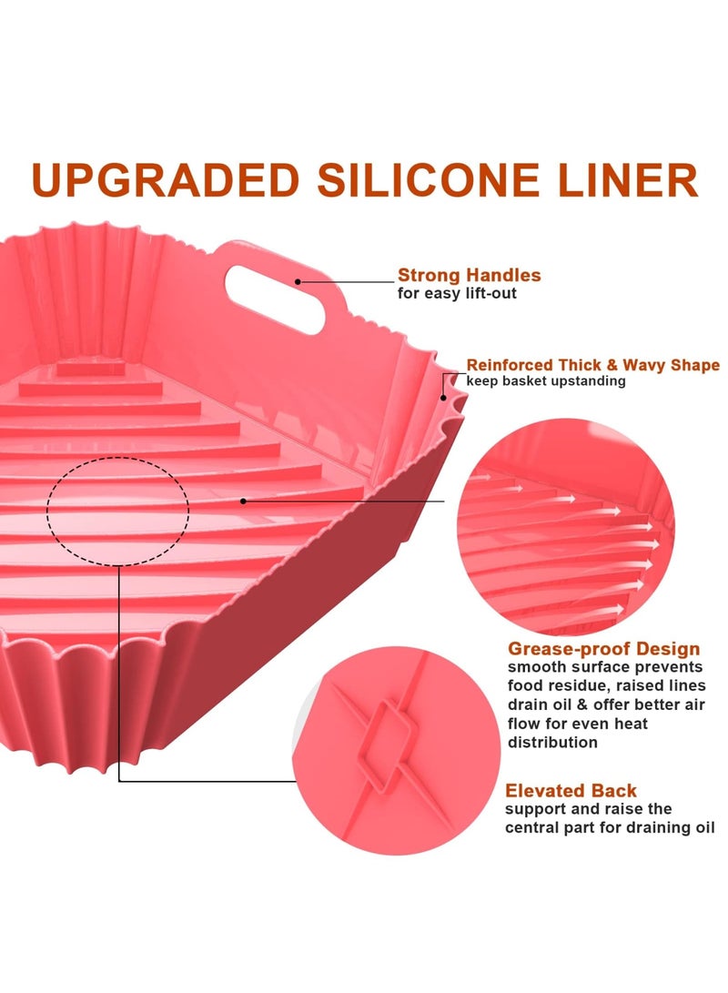 SYOSI Air Fryer Silicone Liners Square 2 Pack 8.6 Inch Airfryer Liners 4-7 QT Reusable Air Fryer Liners Silicone Pot Oven Liner Baking Tray, Air Fryer Basket Silicone Mat Bowl Air Fryer Accessories Kitchen - Image 3