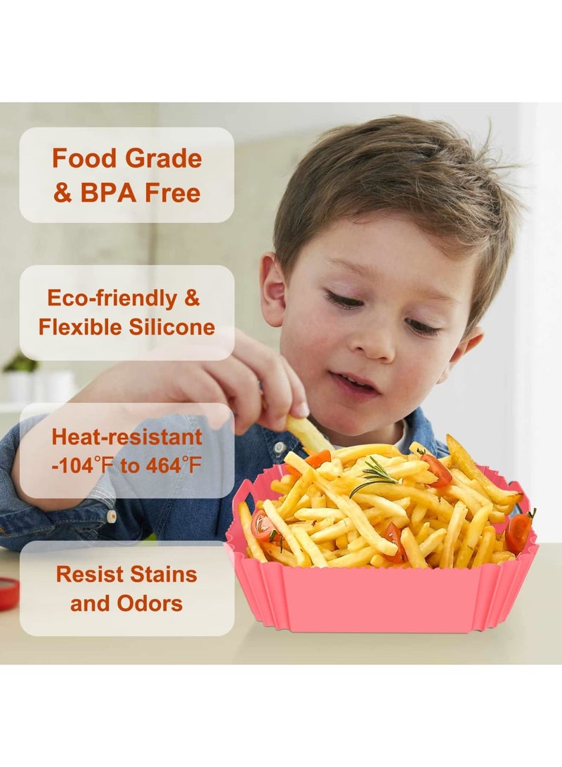 SYOSI Air Fryer Silicone Liners Square 2 Pack 8.6 Inch Airfryer Liners 4-7 QT Reusable Air Fryer Liners Silicone Pot Oven Liner Baking Tray, Air Fryer Basket Silicone Mat Bowl Air Fryer Accessories Kitchen - Image 4
