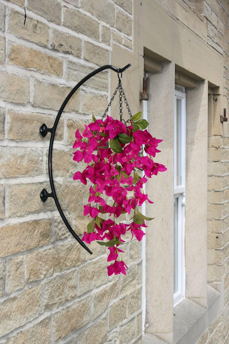 IPOPU Artificial Hanging Flowers Bougainvillea, 2PCS UV Resistant Bougainvillea Silk Vine Flowers Fake Triangle Plum Blooming Faux Flower for Garden Porch Eave Wedding Wall Indoor Outdoor Decor (Rose Red) - Image 4