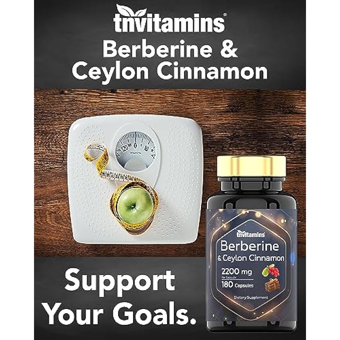 tnvitamins Berberine with Ceylon Cinnamon: 2200 mg Per Capsule - 180 Capsules | Natural Berberine Supplement for Cardiovasular & Circulatory System Health* | 6 Month Supply | Made in the USA! - Image 5