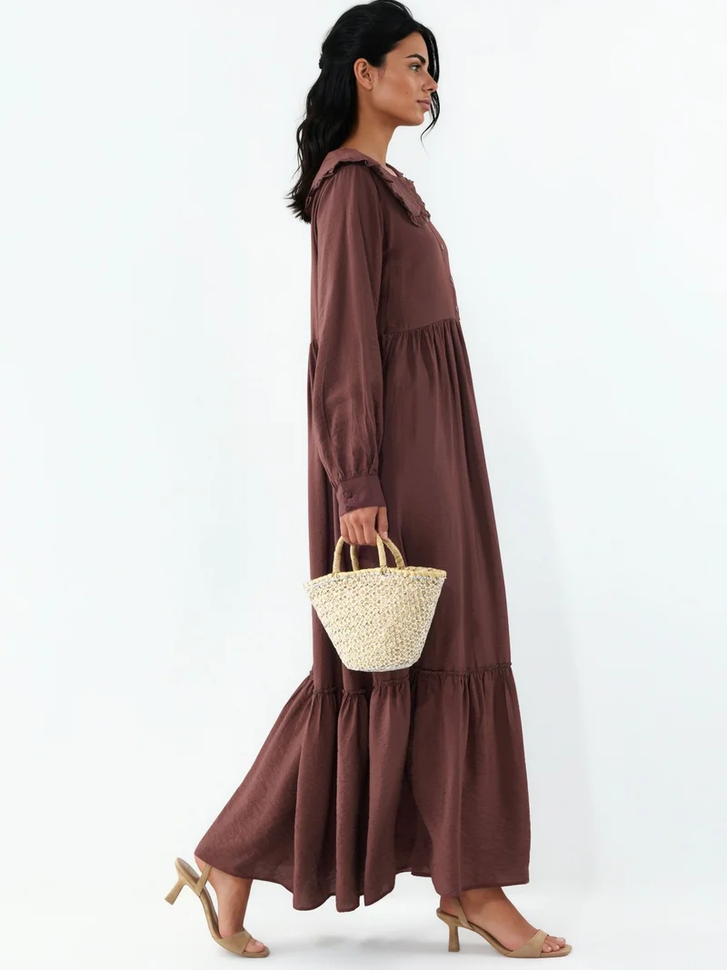 بيغ دارت BDART Maxi Dress with Baby Collar and Button Closure