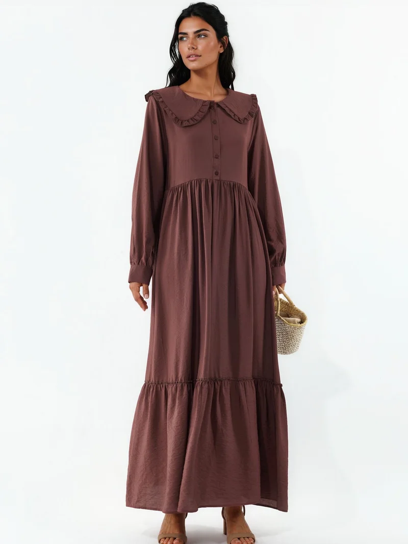 بيغ دارت BDART Maxi Dress with Baby Collar and Button Closure