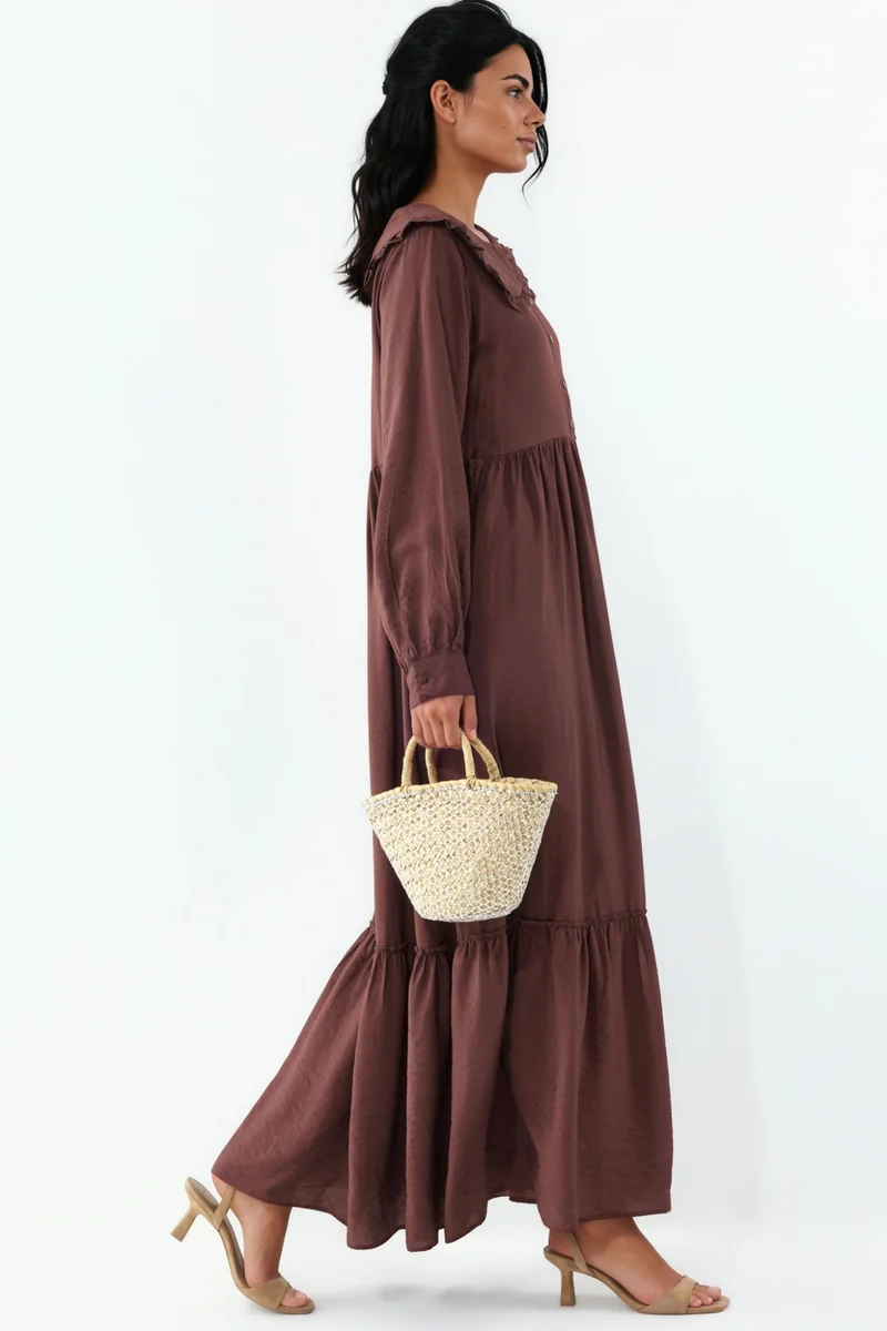 بيغ دارت BDART Maxi Dress with Baby Collar and Button Closure