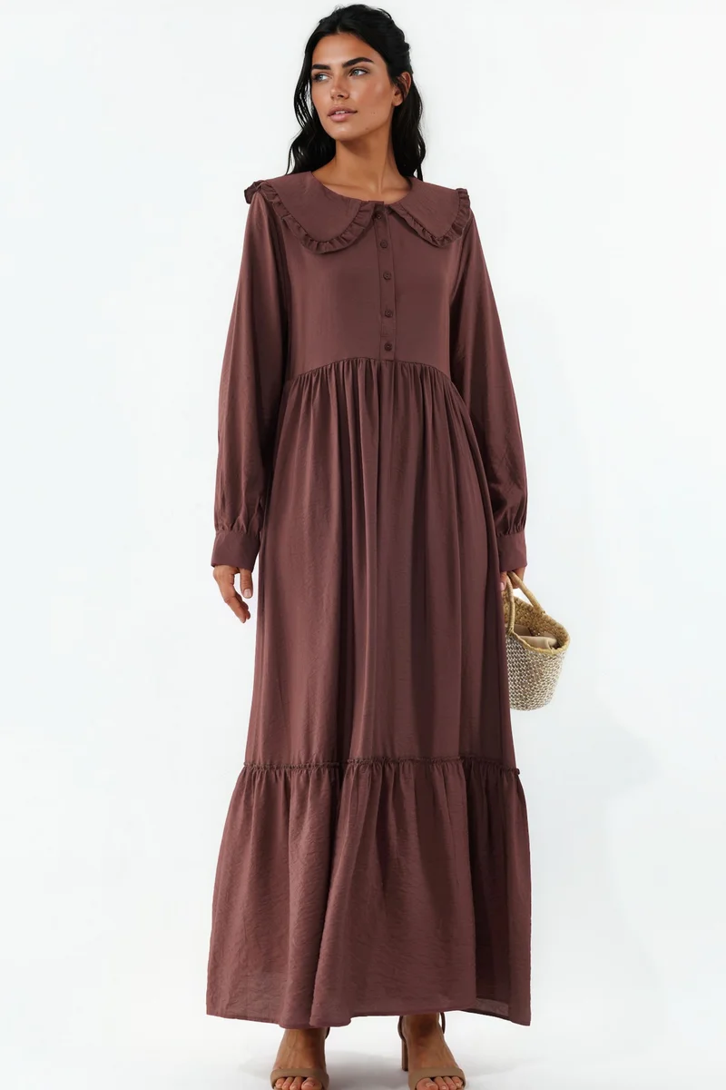 بيغ دارت BDART Maxi Dress with Baby Collar and Button Closure