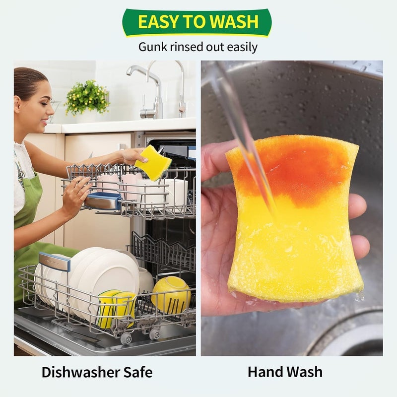 24 Pack Kitchen Cleaning Sponges, Durable Soft Eco-Friendly Non-Scratch Dish Sponges, Muti-Functional Efficient Scrub Sponge, for Household Kitchen Cleaning - Image 5