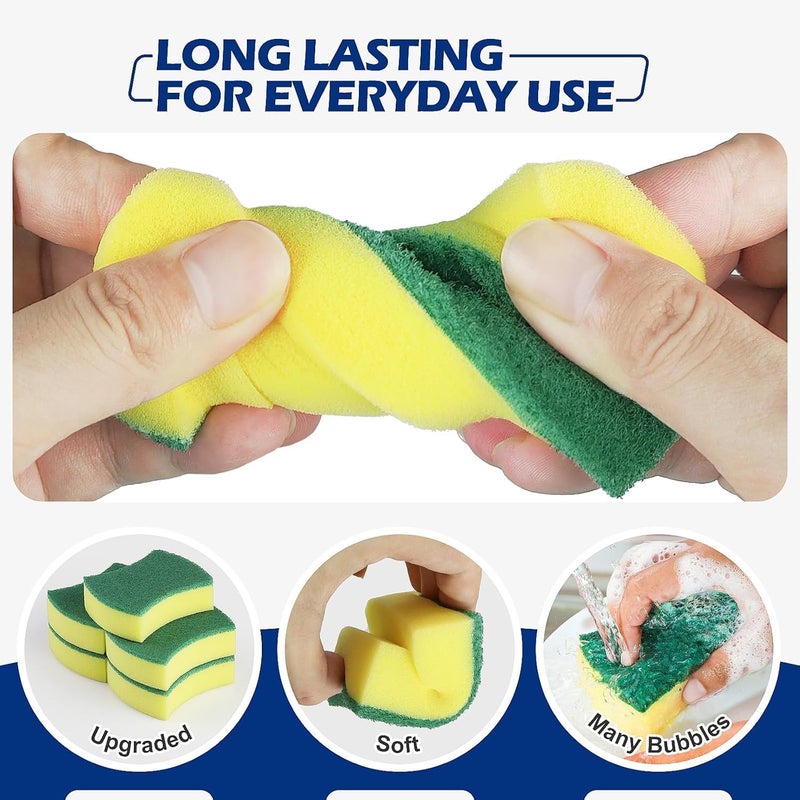 24 Pack Kitchen Cleaning Sponges, Durable Soft Eco-Friendly Non-Scratch Dish Sponges, Muti-Functional Efficient Scrub Sponge, for Household Kitchen Cleaning - Image 2