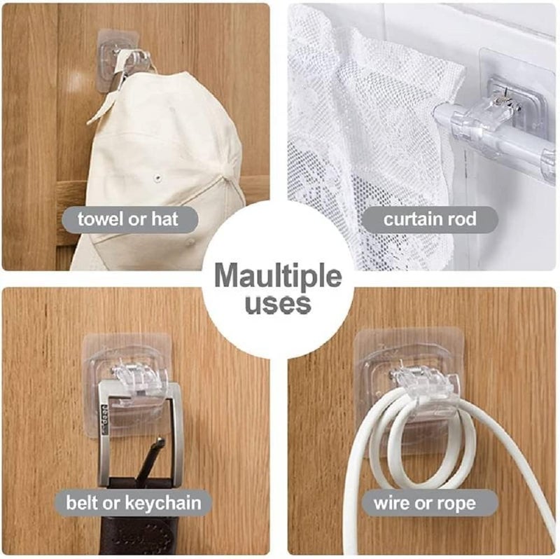QXORE Self Adhesive Curtain Rod Holder Without Drill/Curtain Rod Hooks Nail Free Adjustable Curtain Hangers (4 Pc) - Image 5