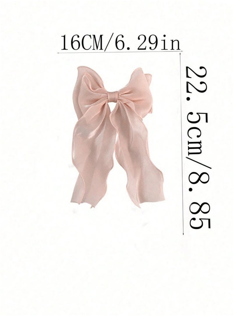 GlamKit 3-Piece Gauze Cute and Beautiful Bow Hair Accessories for Women Girls (Blue + Pink + Apricot) - Image 2