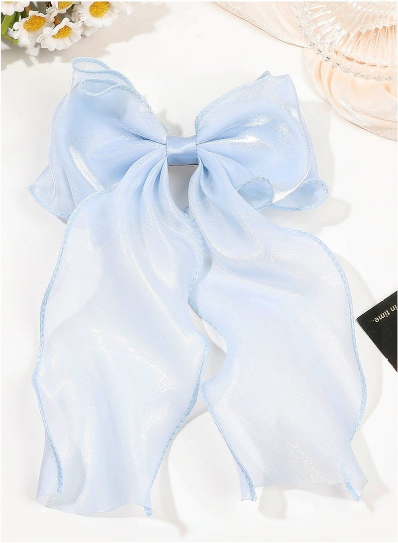 GlamKit 3-Piece Gauze Cute and Beautiful Bow Hair Accessories for Women Girls (Blue + Pink + Apricot) - Image 5
