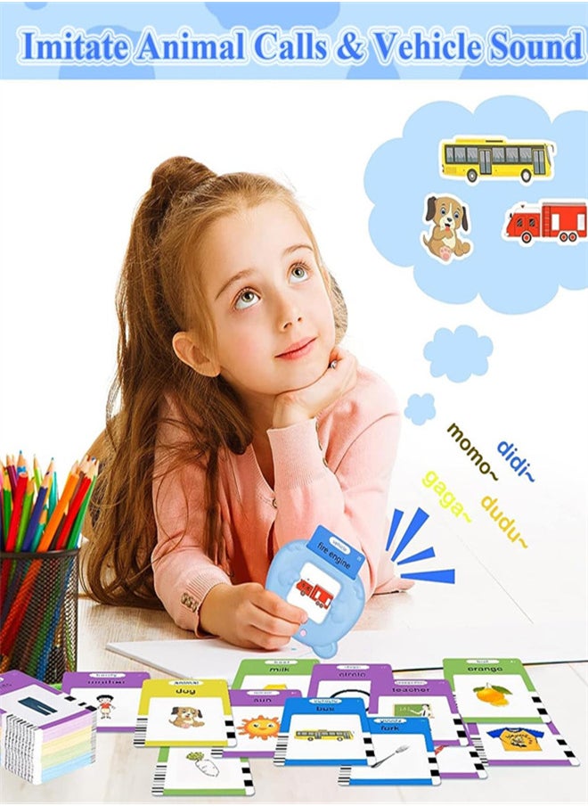 General Arabic English Learning Toys for 3 4 5 6 Year Old Boys Girls 224 Words Baby Talking Flash Cards Speech Therapy Autism Toys for Autistic Children Montessori Toys Birthday Gifts for Kids (Blue)  - Image 5