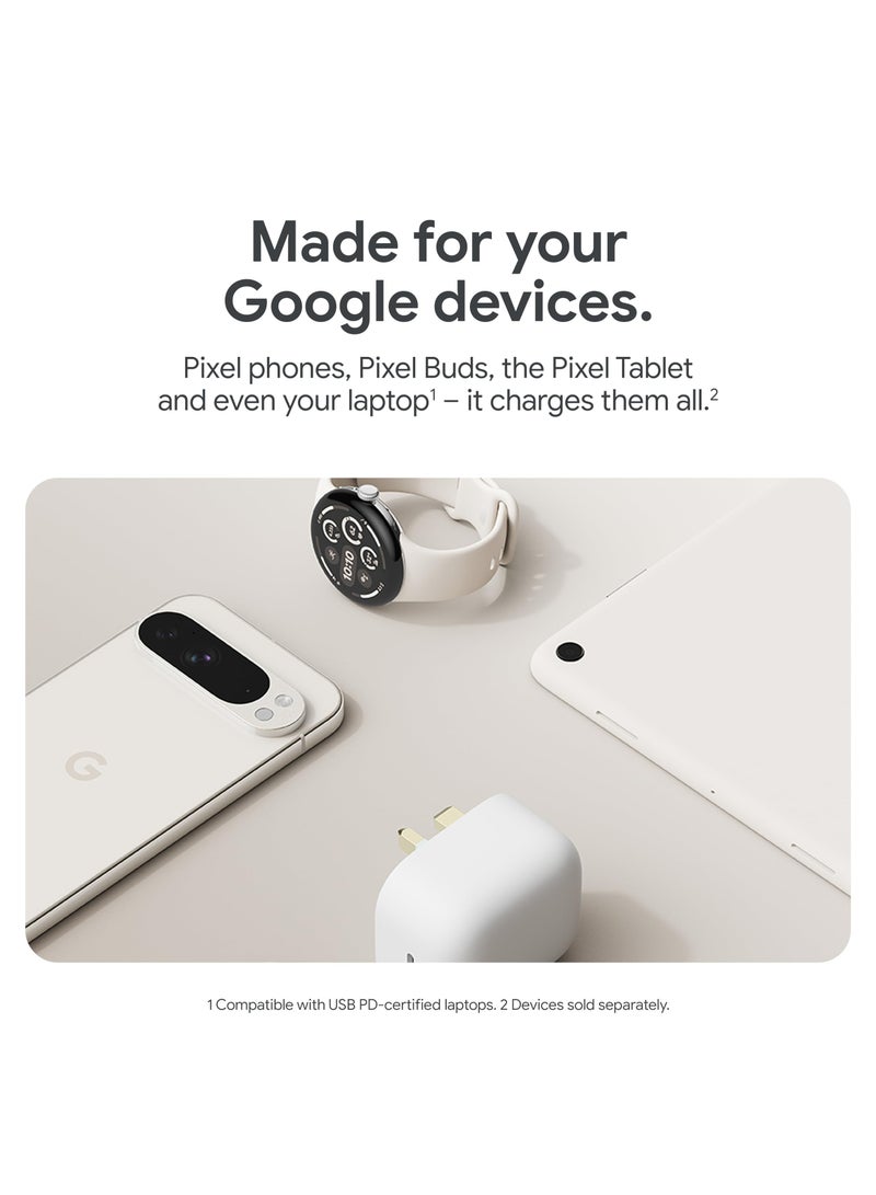 Google 45W USB C Power Charger 3 Pin - Fast-Charging Pixel Phone Charger Compatible with Google Products and Other USB-C devices White - Image 4