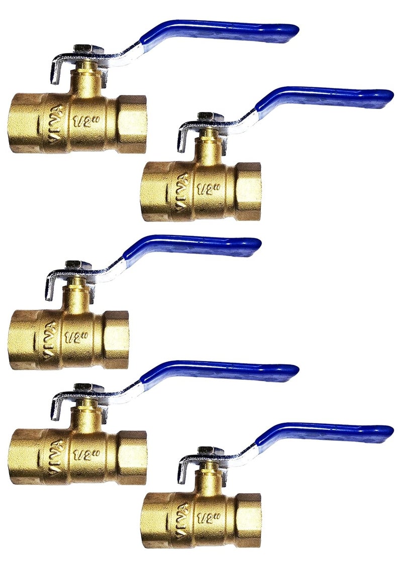 DEHRAN 12 Inche Brass ball valve Flanged ball valve Reduced port ball valve for water gas NPT brass ball valve Lever handle brass ball valve Compression brass ball valve Pak of 5  - Image 1