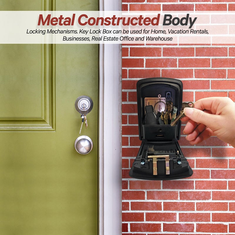 Iron Lock - Xxl Key Lock Box Wall Mount For Keys 4 Digit Combination With Resettable Code With A B Switch Extra Large Lockbox Indoor Outdoor Waterproof Big Key Lock Box House Spare Keys Hide A Key - Image 3