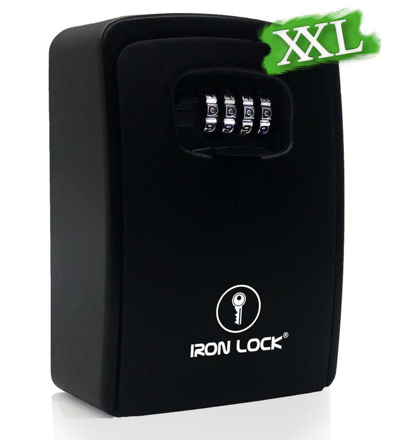 Iron Lock - Xxl Key Lock Box Wall Mount For Keys 4 Digit Combination With Resettable Code With A B Switch Extra Large Lockbox Indoor Outdoor Waterproof Big Key Lock Box House Spare Keys Hide A Key - Image 1