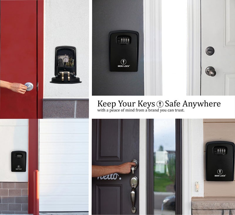 Iron Lock - Xxl Key Lock Box Wall Mount For Keys 4 Digit Combination With Resettable Code With A B Switch Extra Large Lockbox Indoor Outdoor Waterproof Big Key Lock Box House Spare Keys Hide A Key - Image 5