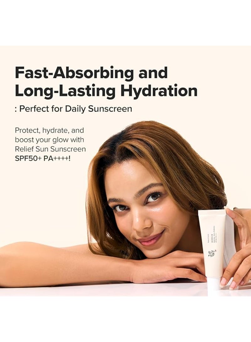 بيوتي اوف جوسون عبوة من 2 واقي شمس ريليف صن + واقي شمس بروبيوتيك لترطيب الوجه مع SPF 50+ PA++++ واقي شمس كوري للعناية بالبشرة - Image 3