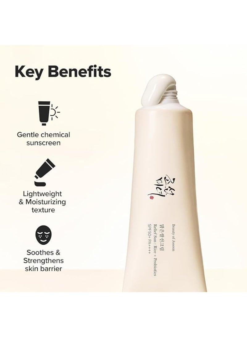 بيوتي اوف جوسون عبوة من 2 واقي شمس ريليف صن + واقي شمس بروبيوتيك لترطيب الوجه مع SPF 50+ PA++++ واقي شمس كوري للعناية بالبشرة - Image 4