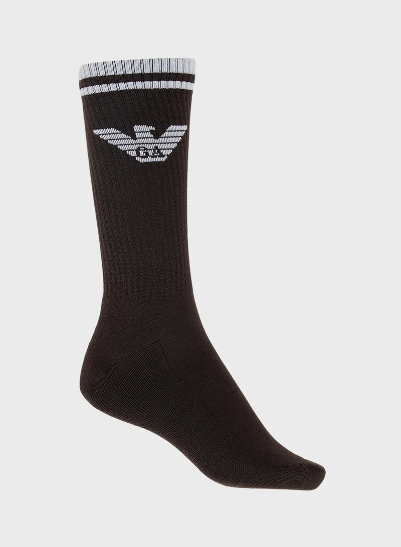 امبوريو ارماني 3 Pack Of Logo Crew Socks